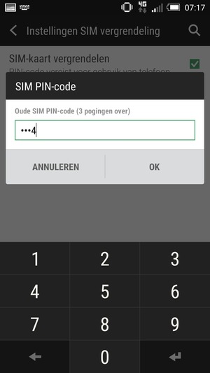 Voer uw Oude SIM PIN-code in en selecteer OK