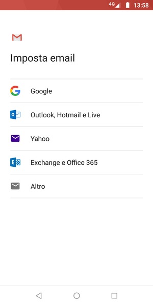Seleziona Exchange e Office 365