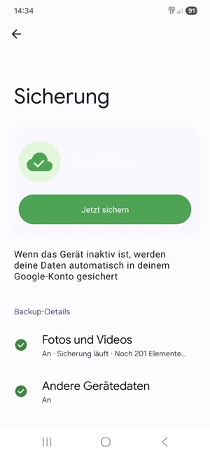 Wählen Sie Jetzt sichern