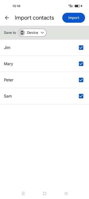 Select the v button