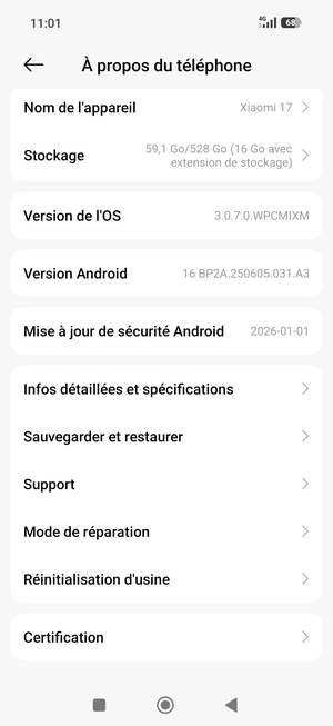 Faites défiler et sélectionnez Sauvegarder et restaurer