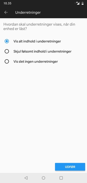 Vælg din foretrukne mulighed og vælg UDFØR