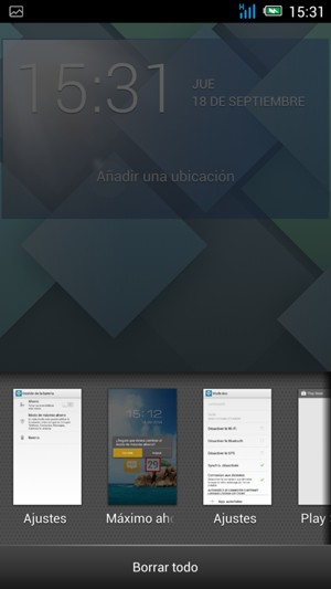 Seleccione Borrar todo para cerrar todas las aplicaciones en ejecución