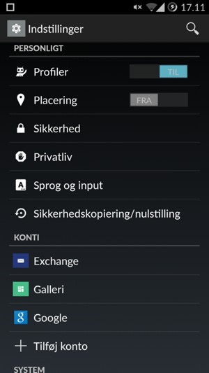 Scroll til og vælg Placering