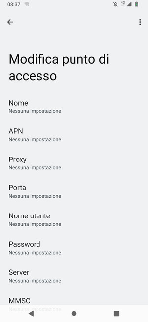 Inserisci le informazioni di Internet
