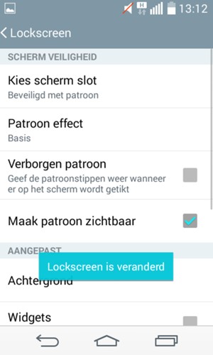 Uw telefoon is nu beveiligd met een schermvergrendeling