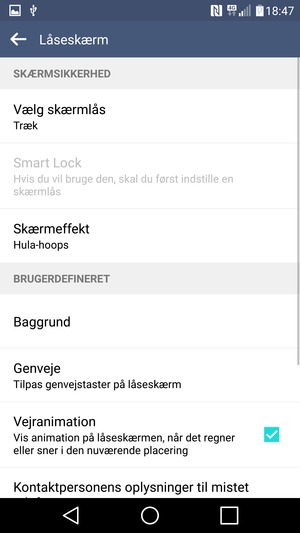 Vælg Vælg skærmlås
