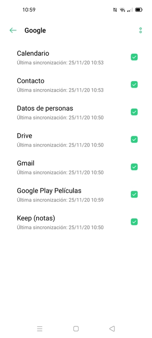 Marque todas las casillas de verificación y seleccione el botón Menú