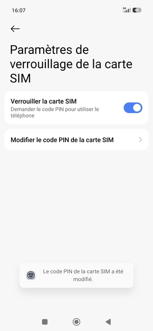 Votre code PIN de la carte SIM a été modifié