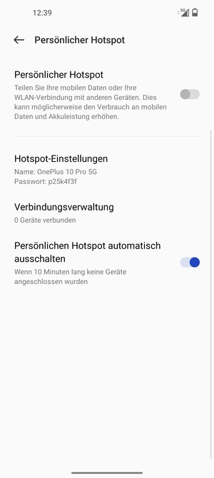 Wählen Sie Hotspot-Einstellungen