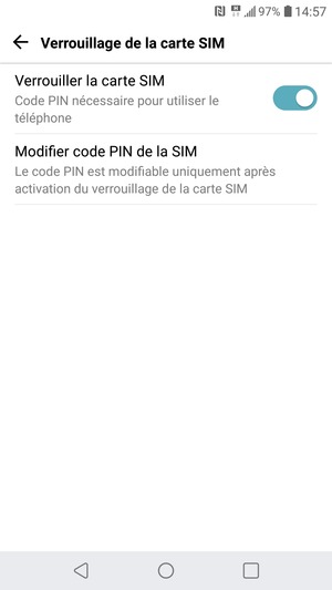 Sélectionnez Modifier code PIN de la SIM