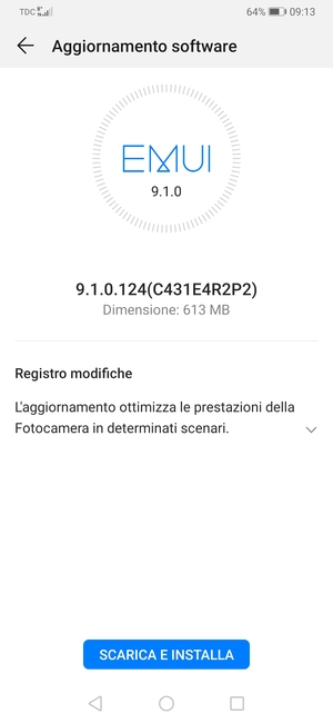Se il tuo telefono non è aggiornato, seleziona SCARICA E INSTALLA