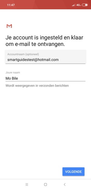 Geef uw account een naam en voer uw naam in. Selecteer VOLGENDE
