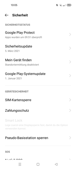 Scrollen Sie und wählen Sie  SIM-Kartensperre