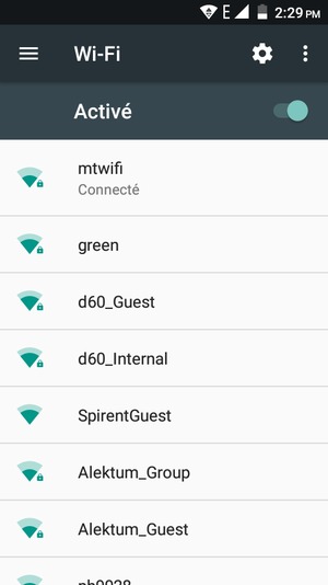 Vous êtes maintenant connecté au réseau Wi-Fi