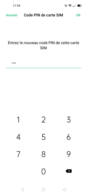 Saisissez votre Nouveau code PIN de cette carte SIM et sélectionnez OK