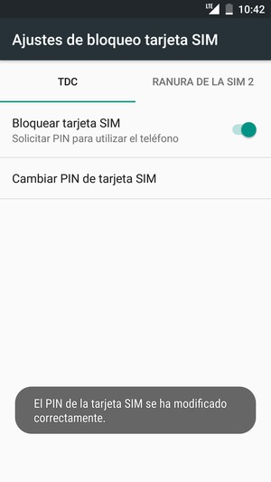 Su PIN de la tarjeta SIM ha sido cambiado