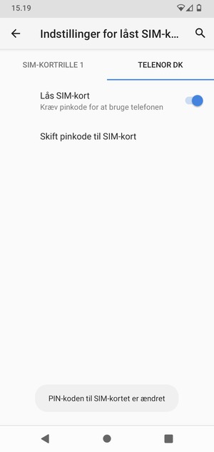 Din pinkode til SIM-kort er nu ændret