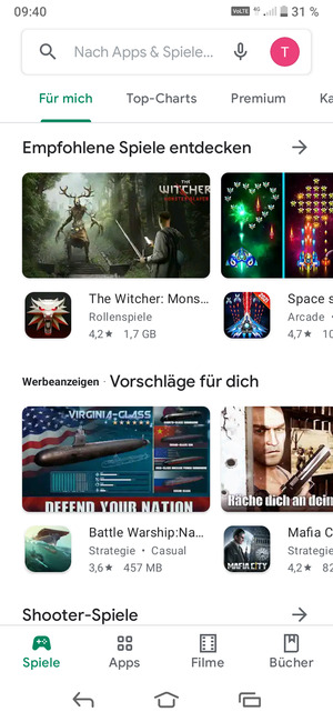 Wählen Sie die Suchleiste