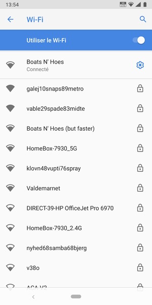 Vous êtes maintenant connecté au réseau Wi-Fi
