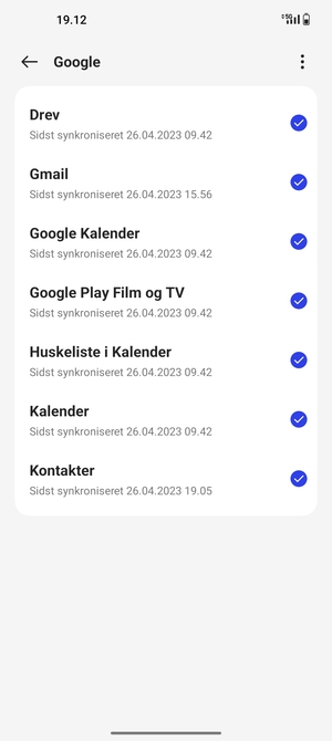 Kontroller at Kontakter er valgt