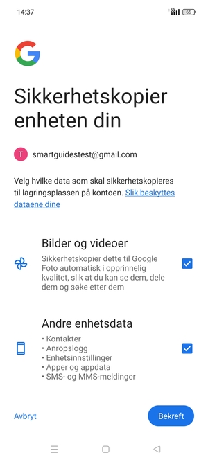 Velg ønsket alternativ og velg Bekreft