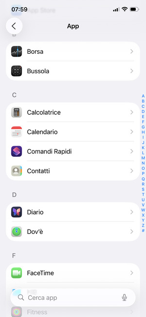 Scorri e seleziona Contatti
