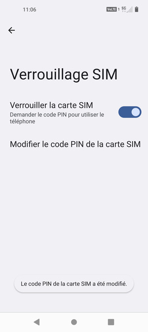 Votre code PIN de la carte SIM a été modifié