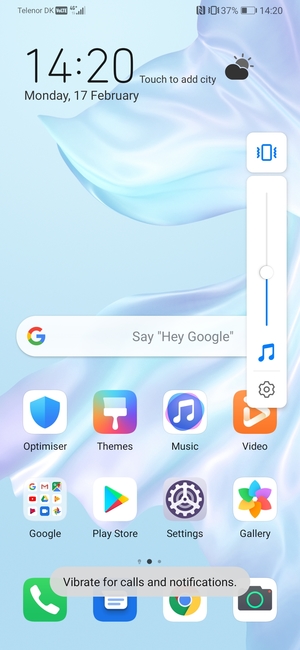 Select Vibrate to change to silent mode