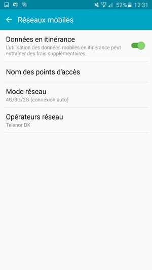 Activer ou désactiver Données en itinérance