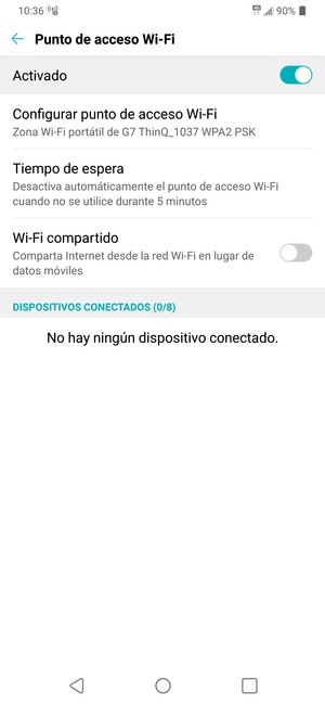 El teléfono ha sido configurado para su uso como módem