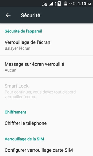 Sélectionnez Verrouillage de l'écran