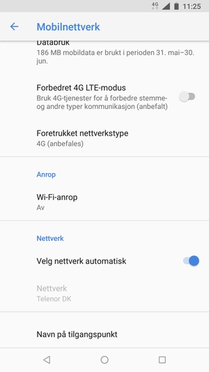 Slå av Velg nettverk automatisk