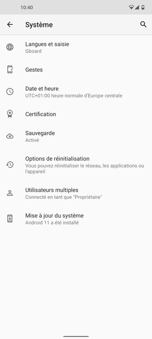 Sélectionnez Mise à jour du système