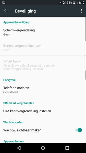Om uw schermvergrendeling te activeren, ga naar het Beveiliging-menu en selecteer Schermvergrendeling