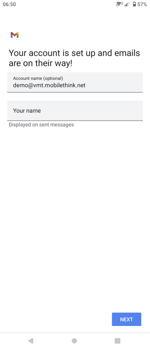 Give your account a name and enter your name. Select NEXT