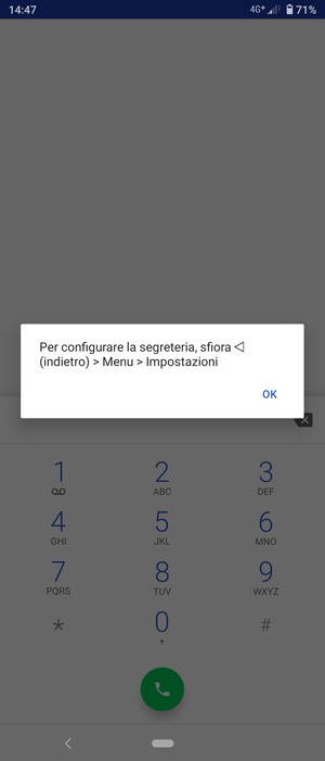 Se la segreteria telefonica non è configurata, seleziona OK
