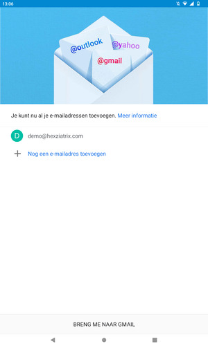 Selecteer BRENG ME NAAR GMAIL