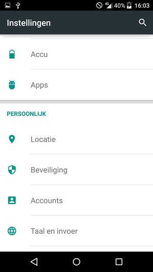 Scroll naar en selecteer Accu