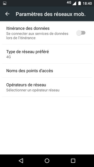 Sélectionnez Type de réseau préféré