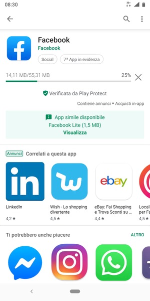 Attendi il completamento del processo di installazione