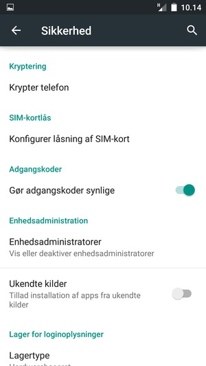 Vælg Konfigurer låsning af SIM-kort