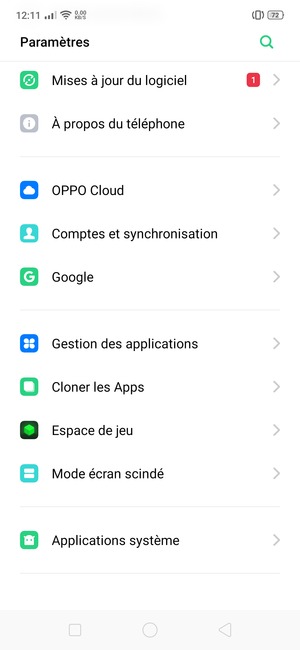 Retournez au menu Paramètres, faites défiler et sélectionnez Comptes et synchronisation