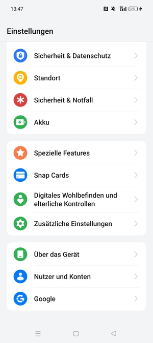 Scrollen Sie und wählen Sie Sicherheit & Datenshutz