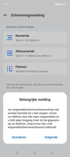 Selecteer Volgende