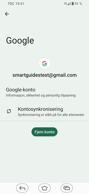 Velg Kontosynkronisering