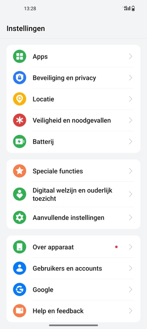 Scroll naar en selecteer Beveiliging en privacy