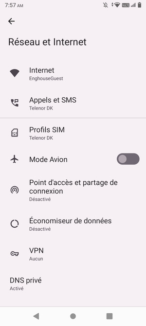 Sélectionnez Profils SIM