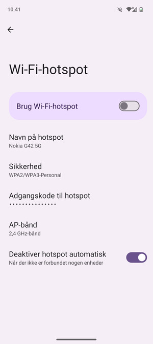 Vælg Adgangskode til hotspot