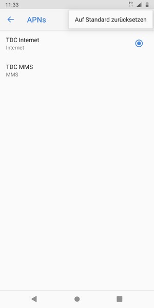 Wählen Sie Auf Standard zurücksetzen